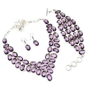 STERLING SILVER BIB NECKLACE, BRACELET AND MATCHING EARRING SET